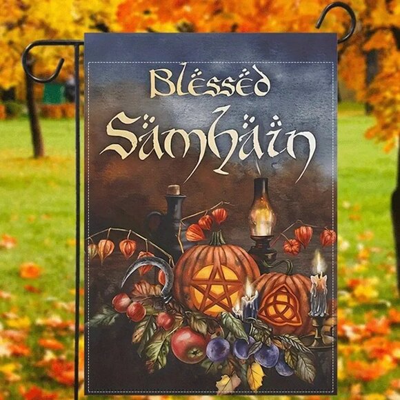 Blessed Samhain Garden Flag Halloween Autumn Fall Home Decor - Picture 3 of 11